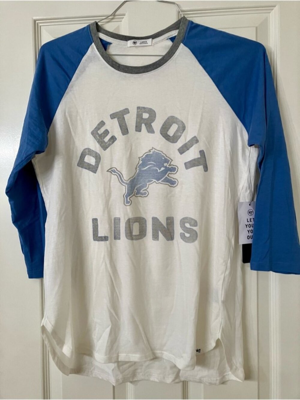 Detroit Lions Women’s ‘47 Tee - White & Blue